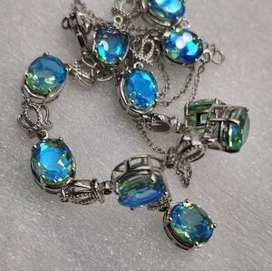 Peacock Quartz. Chrome Diopside.  Necklace